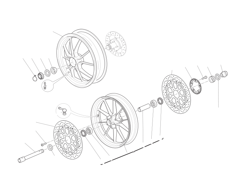 Front and rear wheels