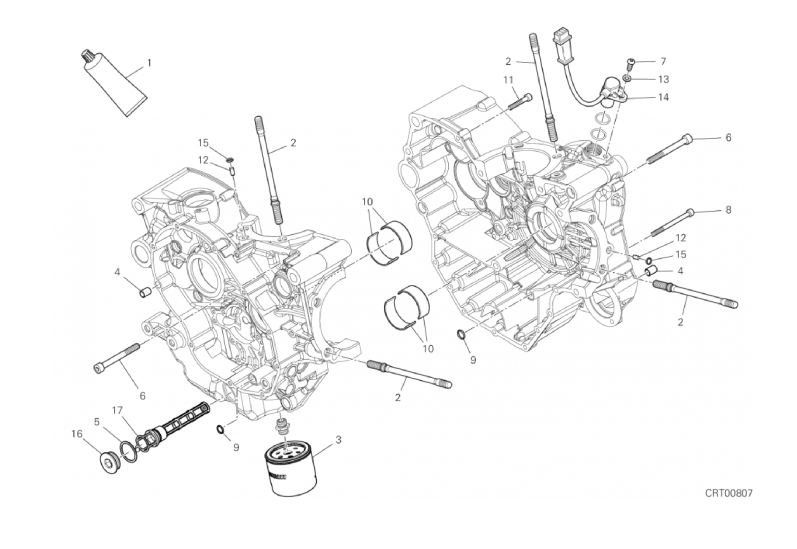 09B HALF-CRANKCASES PAIR (12/17)